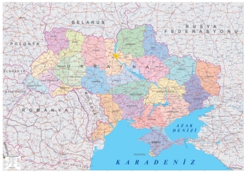 1:1.000.000 Ölçekli Raster Ukrayna Siyasi Haritası