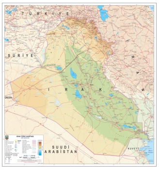 1:1.500.000 Ölçekli Irak Fiziki Haritası