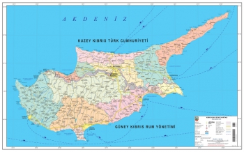 1:300.000 Ölçekli Raster Kıbrıs Adası Mülki İdare Bölümleri Haritası
