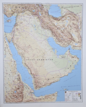 1:5.000.000 Ölçekli Arap Yarımadası Fiziki Plastik Kabartma Haritası