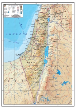  1:800.000 Ölçekli İsrail-Filistin Fiziki Haritası
