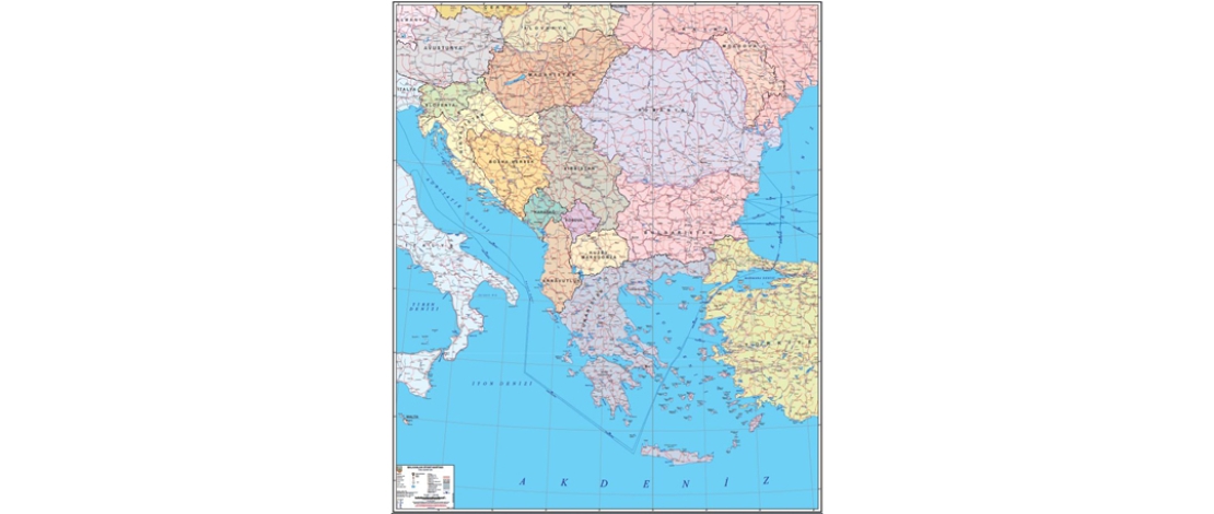 1/1 Milyon Ölçekli Balkanlar Siyasi Haritası üretilip satışa sunulmuştur.