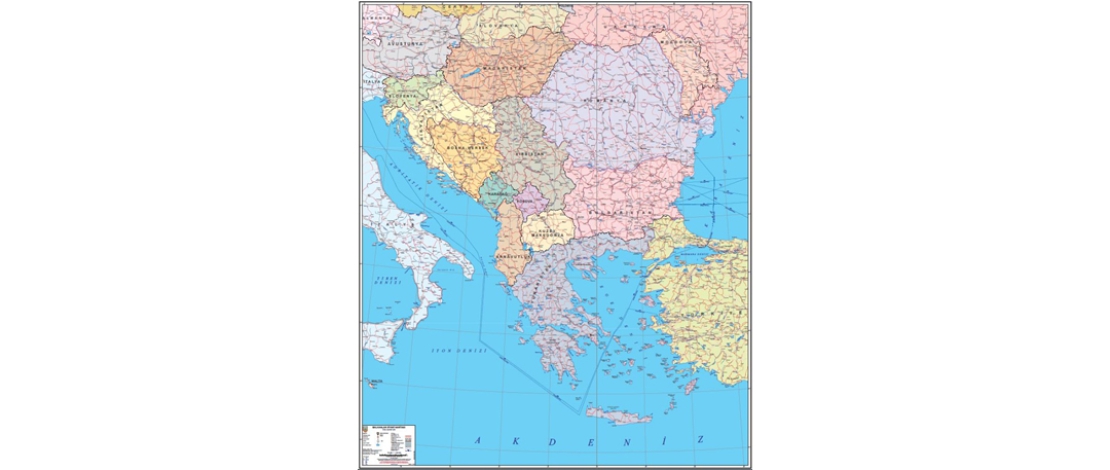 1/1 Milyon Ölçekli Balkanlar Siyasi Haritası üretilip satışa sunulmuştur.
