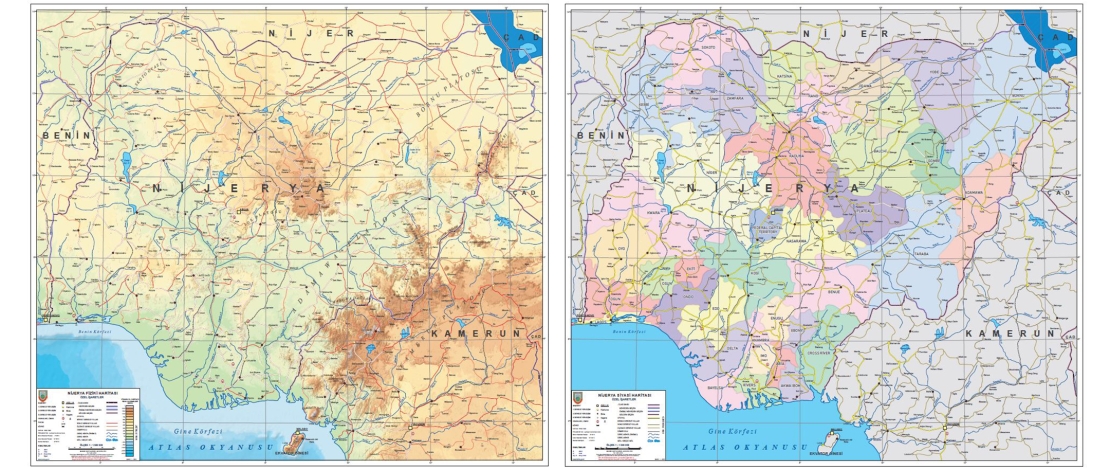 1/1.500.000 ölçekli Nijerya Siyasi ve Fiziki Haritaları üretilerek satışa sunulmuştur.