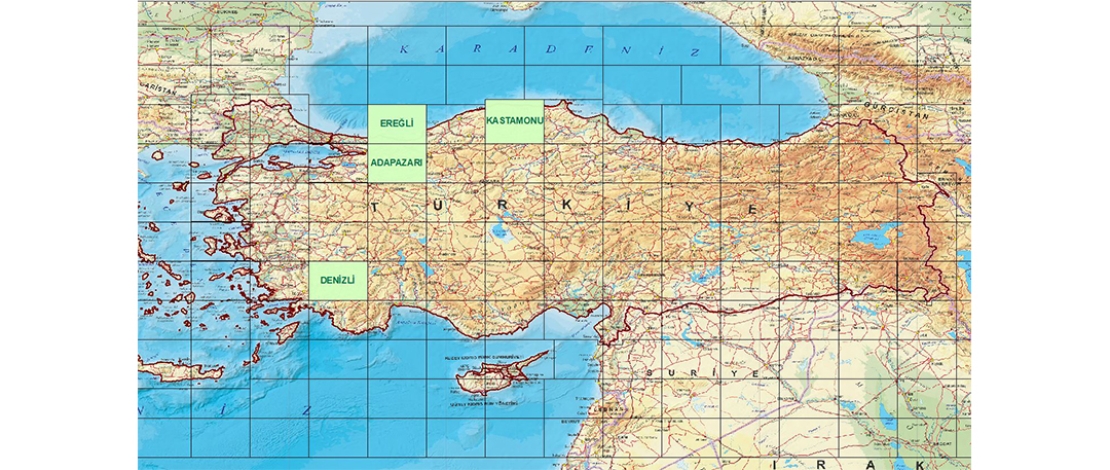 1/250.000 ölçekli ADAPAZARI, DENİZLİ, EREĞLİ ve KASTAMONU paftalarına ait ortofotolar, HGM KÜRE MASAÜSTÜ, HGM KÜRE MOBİL ve HGM ATLAS uygulamalarında güncellenmiştir.