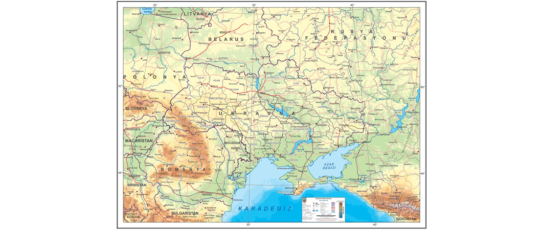 1/2.750.000 ölçekli Ukrayna Fiziki ve Siyasi Haritaları üretilmiştir. İnternet sitemizin indirilebilir ürünler kısmında, ücretsiz olarak sunulmuştur.