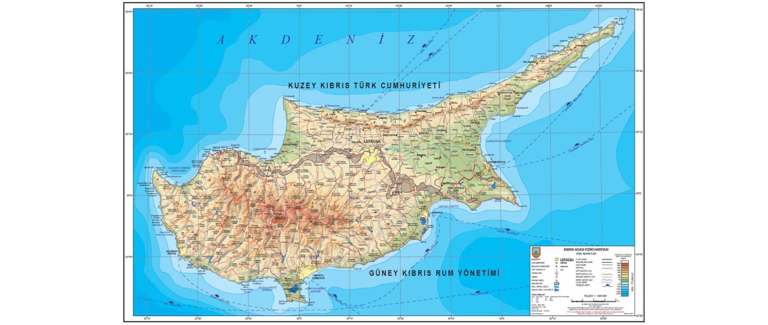 1/300.000 ölçekli Kıbrıs Adası Mülki İdare Bölümleri, Fiziki ve Kabartma Haritaları güncellenerek satışa sunulmuştur.
