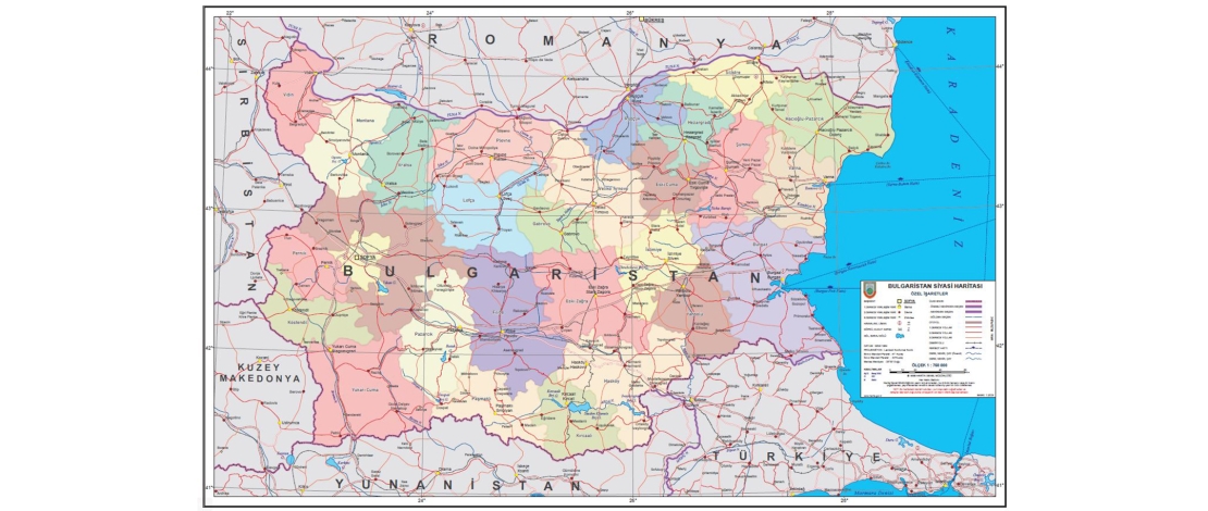 1/750.000 ölçekli Bulgaristan Siyasi ve Fiziki Haritaları üretilerek satışa sunulmuştur.