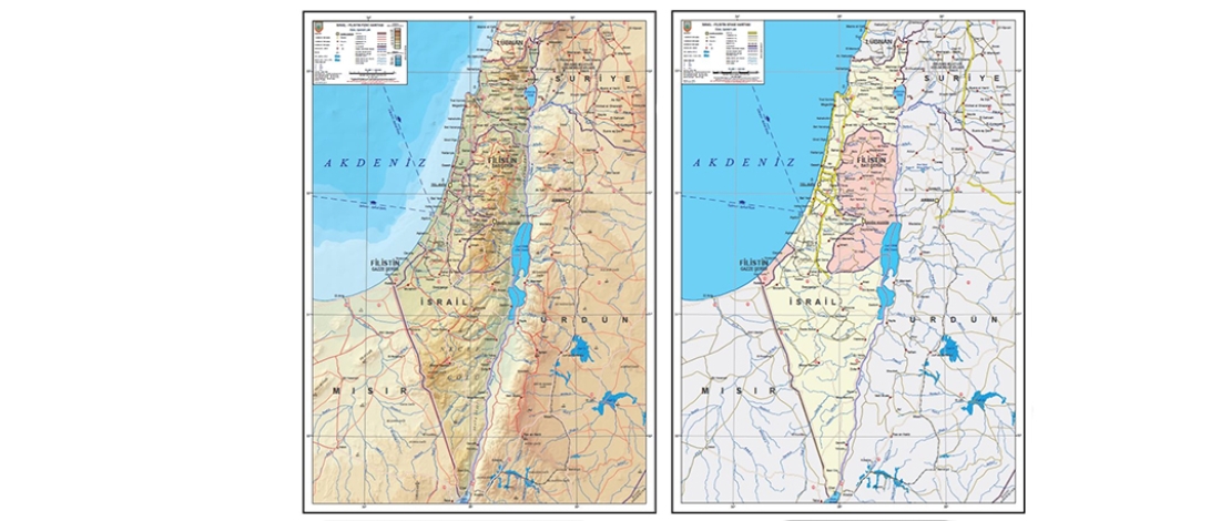 1/800.000 ölçekli İsrail-Filistin Siyasi ve Fiziki Haritaları satışa sunulmuştur.