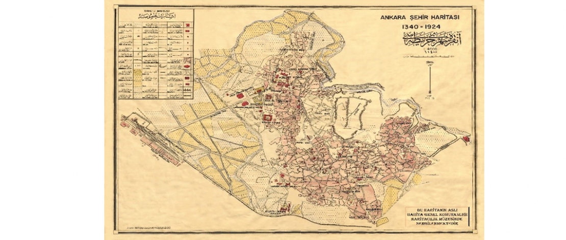29 Ekim 1923 Cumhuriyet Bayramı. Harita Genel Müdürlüğü Tarafından 1924 Yılında Üretilen Ankara Şehir Haritası.