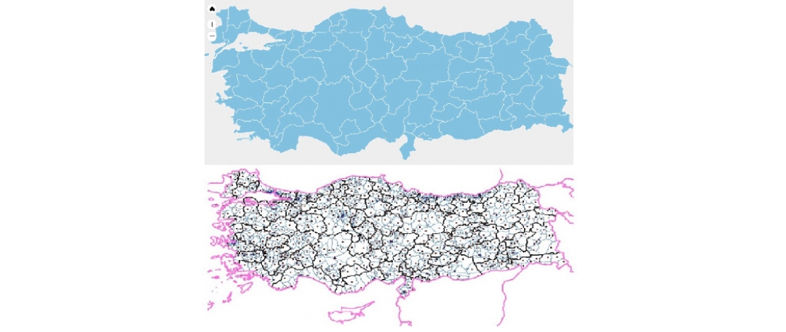 Ülkemize ait il ve ilçe sınırları ile il ve ilçe yerleşim noktalarını içeren vektör verilerle, il ve ilçe yüz ölçümleri bilgileri internet sitemizin indirilebilir veriler&dosyalar kısmında ücretsiz olarak kullanıma sunulmuştur.