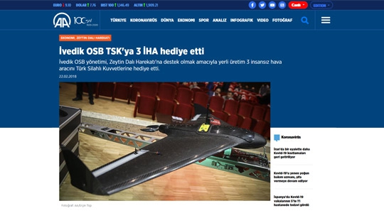 İvedik OSB TSK'ya İHA Hediye Etti.