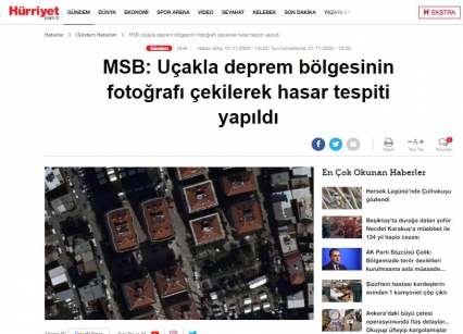 Uçakla deprem bölgesinin fotoğrafı çekilerek hasar tespiti yapıldı.