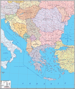 1:1.000.000 Ölçekli Balkanlar Siyasi Haritası