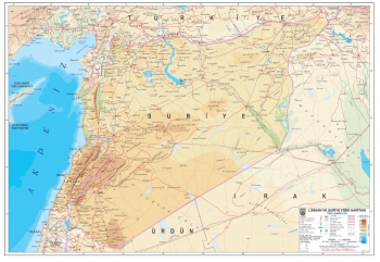 1:1.000.000 Ölçekli Lübnan ve Suriye Fiziki Haritası