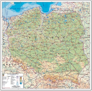 1:1.000.000 Ölçekli Polonya Fiziki Haritası