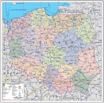 1:1.000.000 Ölçekli Polonya Siyasi Haritası