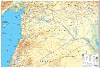 1:1.000.000 Ölçekli Raster Lübnan ve Suriye Fiziki Haritası