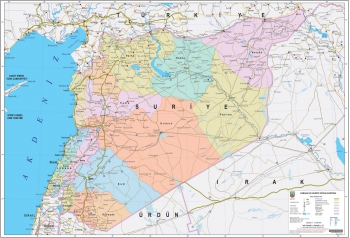 1:1.000.000 Ölçekli Raster Lübnan ve Suriye Siyasi Haritası