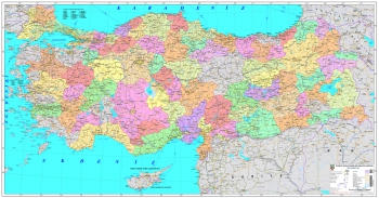 1:1.000.000 Ölçekli Raster Türkiye Mülki İdare Bölümleri Haritası