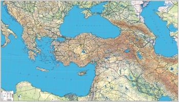 1:1.000.000 Ölçekli Raster Türkiye ve Çevre Ülkeler Fiziki Haritası