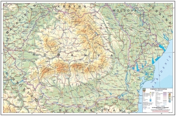 1:1.000.000 Ölçekli Romanya Fiziki Haritası