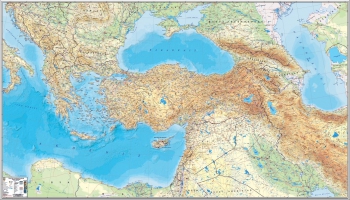1:1.000.000 Ölçekli Türkiye ve Çevre Ülkeler Fiziki Haritası