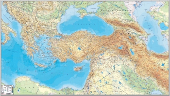 1:1.000.000 Ölçekli Türkiye ve Çevre Ülkeler Fiziki Haritası (Özel Malzeme)