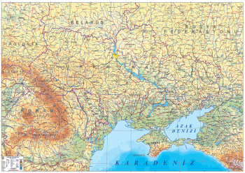 1:1.000.000 Ölçekli Ukrayna Fiziki Haritası