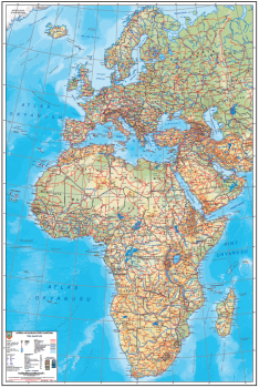 1:10.000.000 Ölçekli Afrika-Avrupa Fiziki Haritası