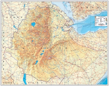 1:1.500.000 Ölçekli Etiyopya Fiziki Haritası