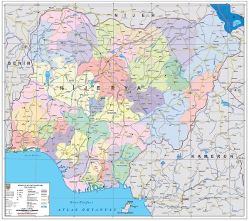 1:1.500.000 Ölçekli Nijerya Siyasi Haritası