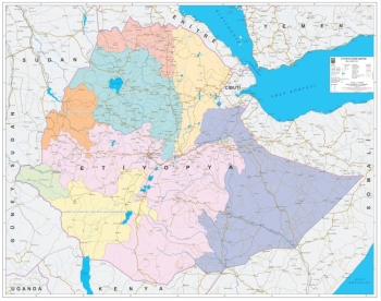 1:1.500.000 Ölçekli Raster Etiyopya Siyasi Haritası