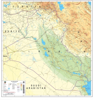 1:1.500.000 Ölçekli Raster Irak Fiziki Haritası