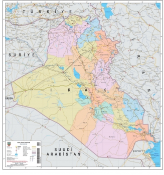 1:1.500.000 Ölçekli Raster Irak Siyasi Haritası