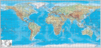 1:15.000.000 Ölçekli Dünya Fiziki Haritası (Özel Malzeme)