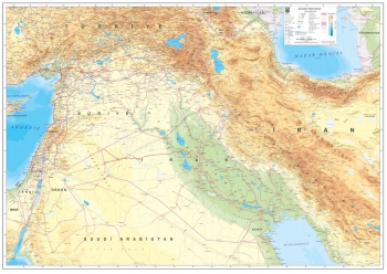 1:1.800.000 Ölçekli Ortadoğu Fiziki Haritası