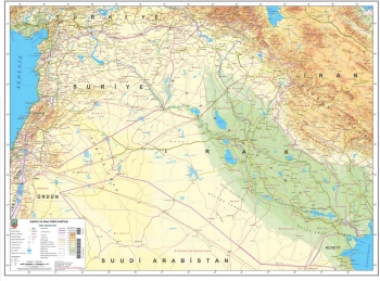 1:1.800.000 Ölçekli Raster Suriye-Irak Fiziki Haritası