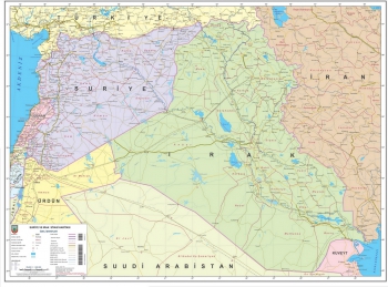 1:1.800.000 Ölçekli Raster Suriye-Irak Siyasi Haritası