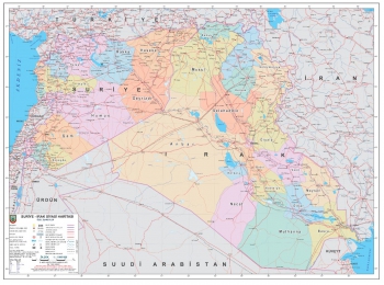 1:1.800.000 Ölçekli Suriye-Irak Siyasi Haritası