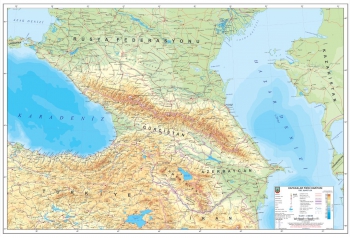 1:2.000.000 Ölçekli Kafkaslar Fiziki Haritası