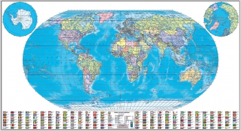 1:25.000.000 Ölçekli Dünya Siyasi Bayraklı Haritası 