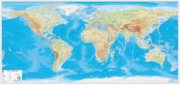 1:25.000.000 Ölçekli Dünya Fiziki Haritası (Physical World Map) (Özel Malzeme)