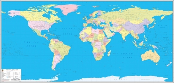 1:25.000.000 Ölçekli Raster Dünya Siyasi Haritası (Raster Political World Map)