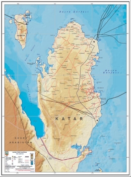  1:300.000 Ölçekli Katar Fiziki Haritası