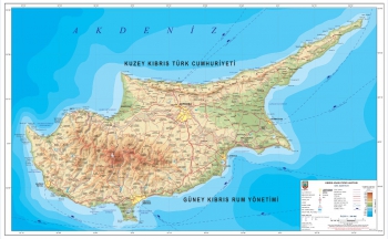 1:300.000 Ölçekli Kıbrıs Adası Fiziki Haritası