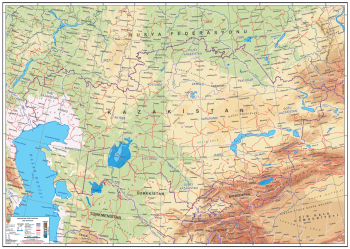 1:3.000.000 Ölçekli Kazakistan Fiziki Haritası