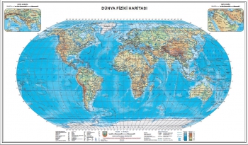 1:45.000.000 Ölçekli Dünya Fiziki Haritası