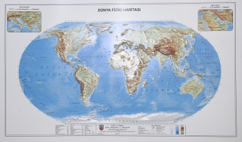1:45.000.000 Ölçekli Dünya Fiziki Plastik Kabartma Haritası