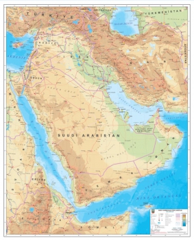 1:5.000.000 Ölçekli Arap Yarımadası Fiziki Haritası